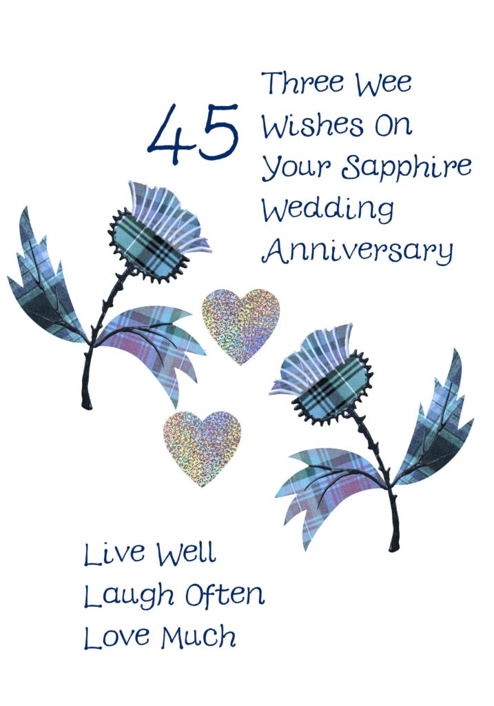 Sapphire Wedding Anniversary Thistle Card Wwwe Wee Wishes