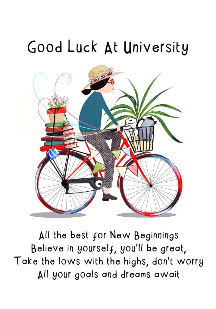 Good Luck at University Bicycle Card WWGL03 | Wee Wishes