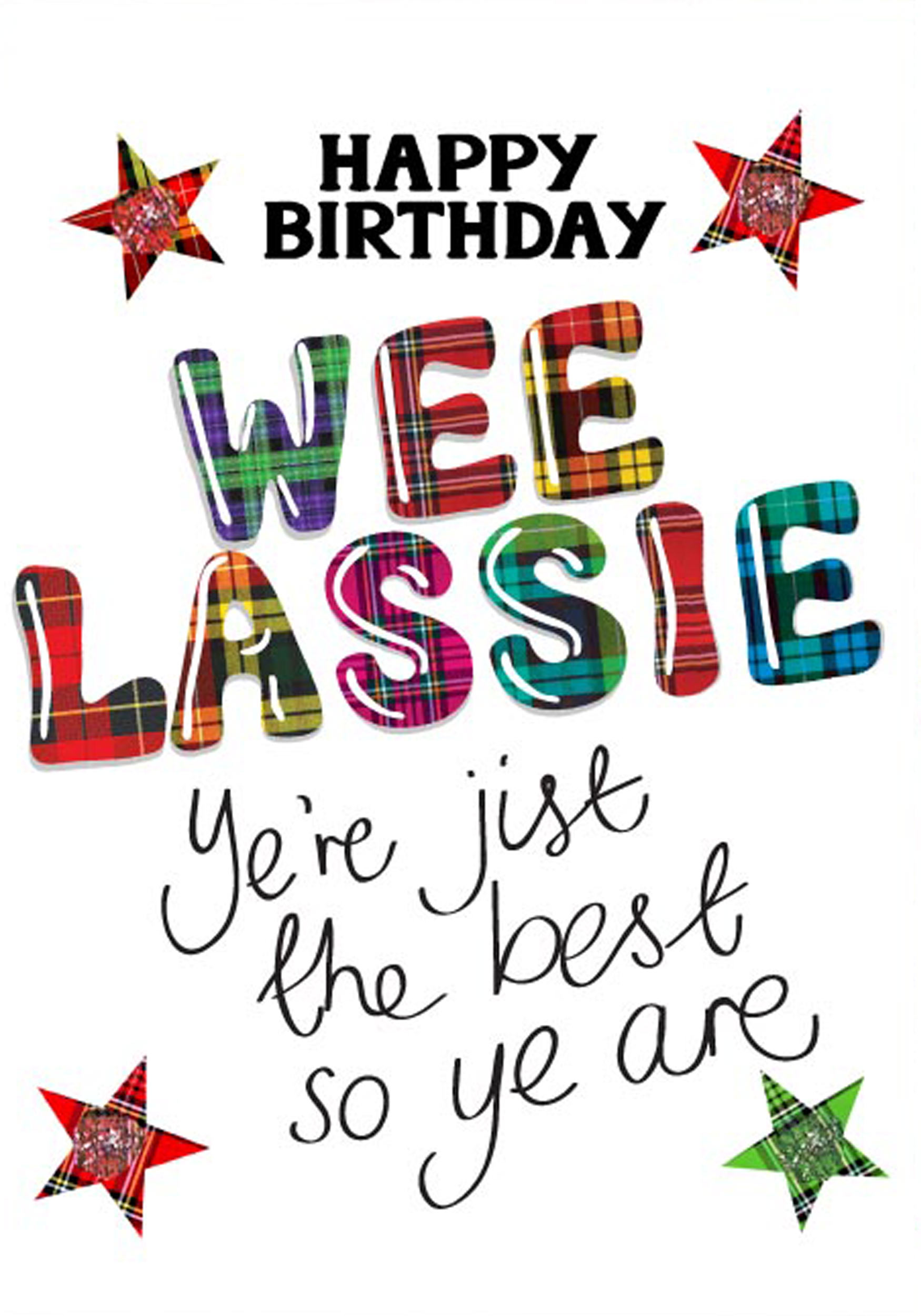 Tartan Words Wee Lassie Card WWTW47 | Wee Wishes